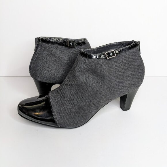 Naturalizer Gray Tweed Ankle Boot Womens 8W Nicole Office Chic Bootie - Picture 1 of 8